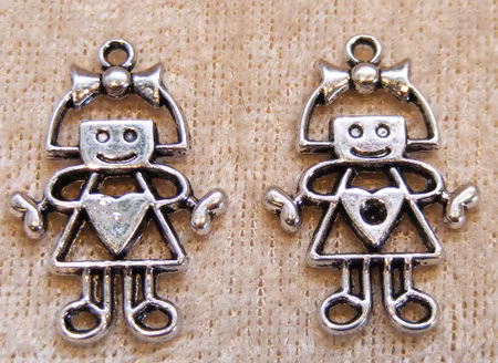 Berlock, flicka, antiksilver