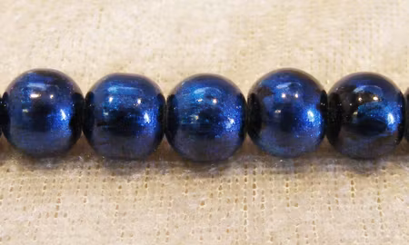 Glaspärla, svart/djupblå, 8 mm