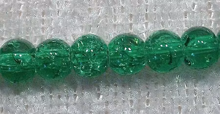 Krackelerad glaspärla, 4 mm, Mörkgrön