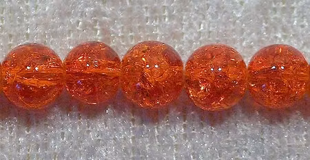 Krackelerad glaspärla, 6 mm, Orange