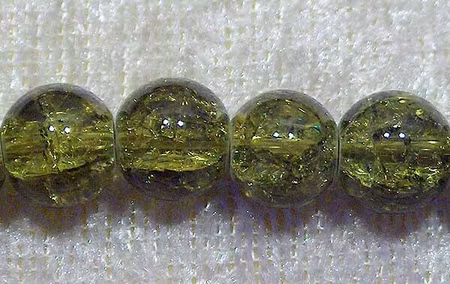 Krackelerad glaspärla, 6 mm, Mossgrön