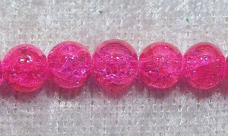 Krackelerad glaspärla, 6 mm, Chockrosa
