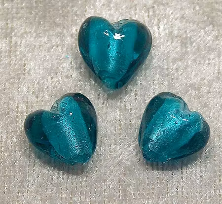 Silverfoil hjärta, XS, Mörk turkos, 12x12 mm