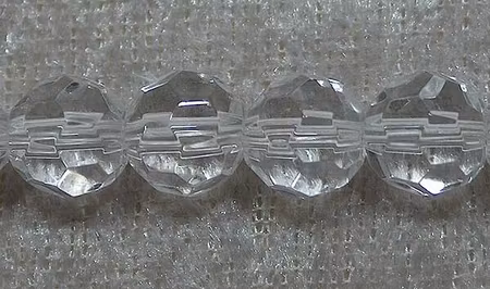 Facetterad rund kristallpärla, Transparent, 8 mm
