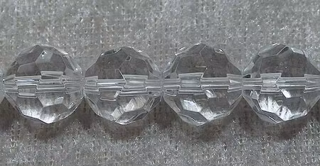 Facetterad rund kristallpärla, Transparent, 12 mm
