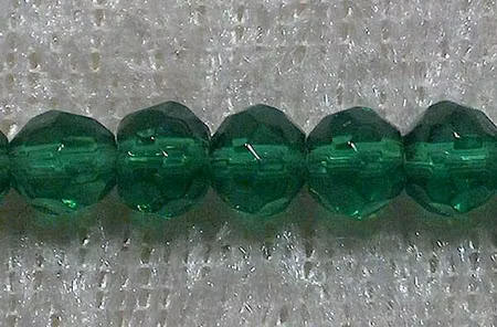Facetterad rund kristallpärla, Mörkgrön, 4 mm