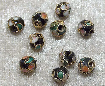 Cloisonne, 6 mm, rund, svart
