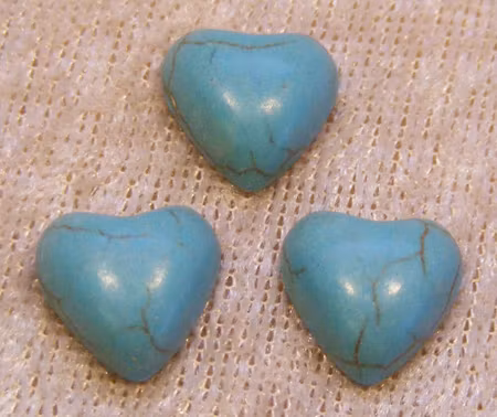 Cabochoner, hjärta, äkta turkos, ca 11,5x11,5 mm