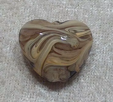 Lampwork, Hjärta, Creme/Nougat
