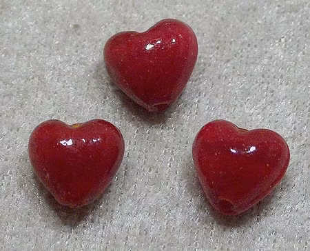 Lampwork, XS, Hjärta, Mörkröd