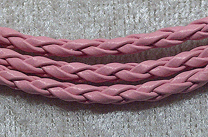 Flätad läderrem, rosa