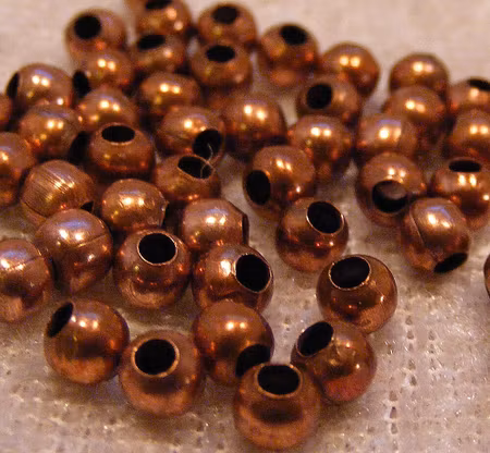 Metallpärla, röd koppar, 3 mm
