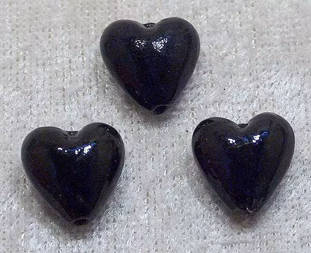 Lampwork XS hjärta, svart, 12x12 mm
