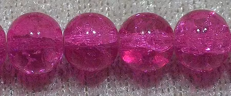 Krackelerad glaspärla, 8 mm, mörk ceriserosa