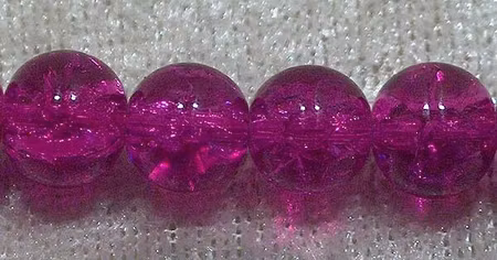 Krackelerad glaspärla, 8 mm, Mörk fuchsia