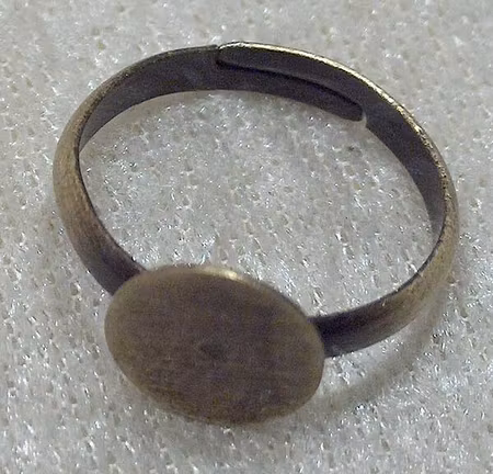 Fingerring, antikbrons, med platta