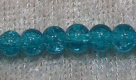 Krackelerad glaspärla, 4 mm, turkos
