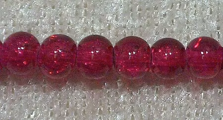 Krackelerad glaspärla, 4 mm, Mörkt ceriseröd