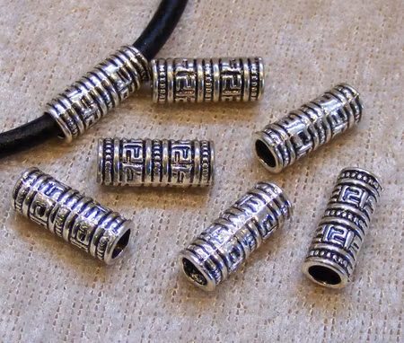 Mellandel m stort hål, mönstrad cylinder, antiksilver