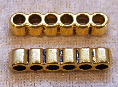 Connector/Slider, 6-radig, antikguld