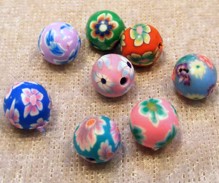 Polymer/clay, handgjord, rund 8 mm, färgmix