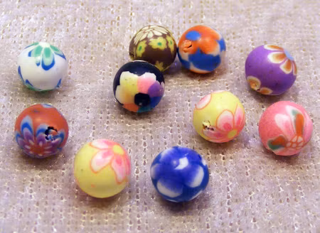 Polymer/clay, handgjord, rund 6 mm, färgmix