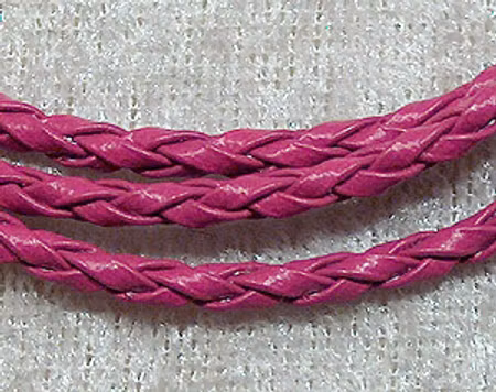 Flätad konstläderrem, Mörk fuchsia