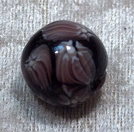 Lampwork, Rund, Svart/ametist/vit