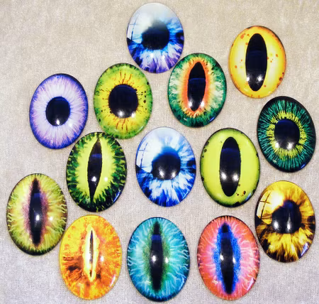 Ögoncabochoner, sorterade färger, 25x18 mm