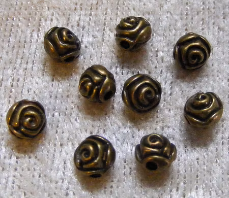 Mellandel, antikbrons, blomma/ros
