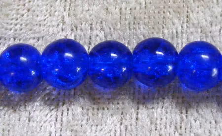 Krackelerad glaspärla, 6 mm, kungsblå