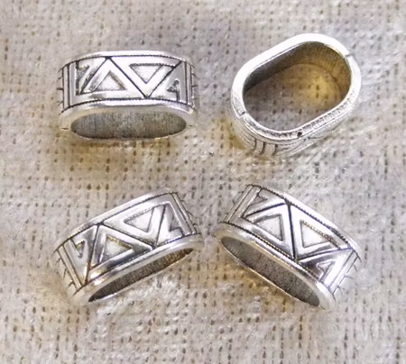 Connector/slider/mellandel, för runda remmar, antiksilver