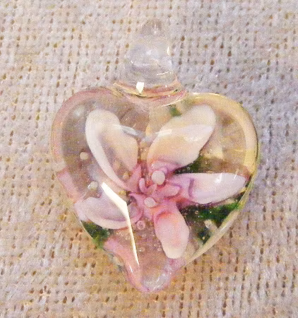 Litet glashänge, hjärta, rosa