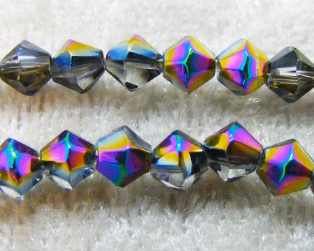 Bicone, rökfärgad/elektropläterad, 4 mm