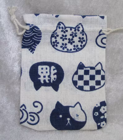 Smyckespåsar av bomullsmix, kattmönster, 10x14 cm