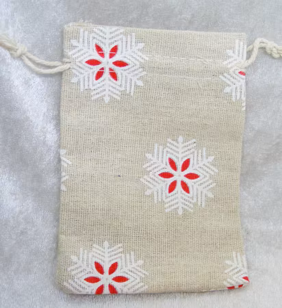 Smyckespåsar av bomullsmix, snöstjärnor, 10x14 cm