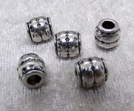 Mellandel, mönstrad tunna, antiksilver, 3,5mm hål