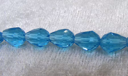 Facetterad droppe, turkos, ca 7,5x5,7 mm