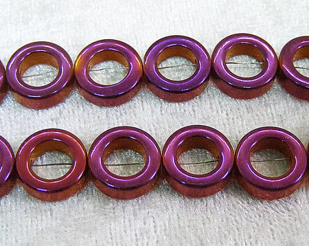 Donut, Ringar i hematit, 12X12X4 mm, elektropläterade lila