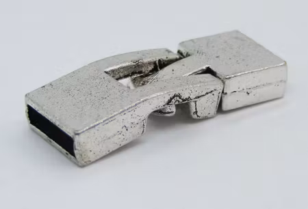 Haklås, för platta remmar, antiksilver