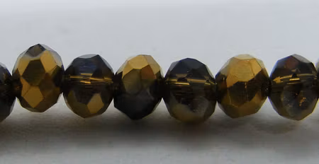 Facetterad abacus, brun/guld, 4x3 mm