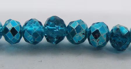 Facetterad abacus, turkos, 4x3 mm