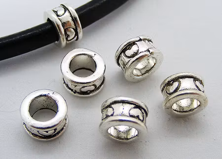 Mellandel, mönstrad cylinder, antiksilver, 4,7 mm hål