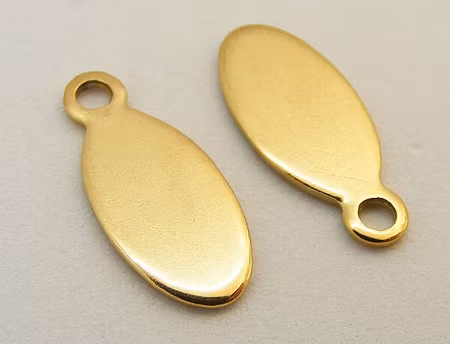 Tag, oval, rostfritt stål, guldfärgad