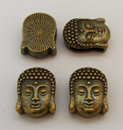 Mellandel för platt rem, Buddha, Antikbrons