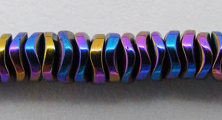 Hematitrondell, vågig, multi, 4 mm