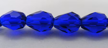 Facetterad droppe, kungsblå, 8x6 mm