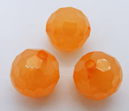 Stor facetterad akrylpärla, orange, 16,5x16 mm