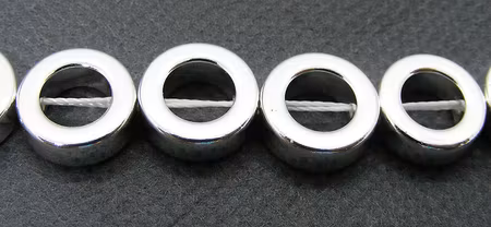 Donut, Ringar i hemtit, 12x12x4 mm,  elektropläterade silver