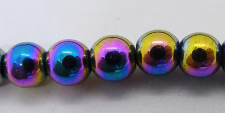Hematit rund 6 mm, elektropläterad multi